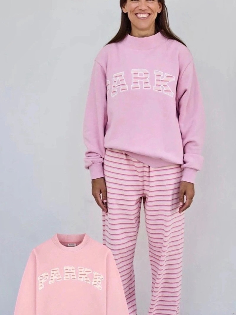 NEW IN BAG PARKE it’s a girl Striped Mockneck Sweatshirt - Hope Stripe Pink